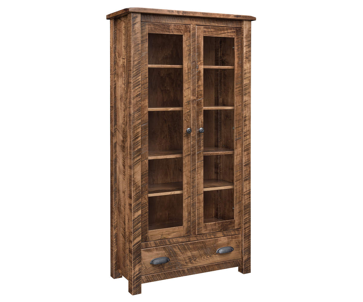 SFC Amish El Paso Bookcase with Glass Doors & Drawer
