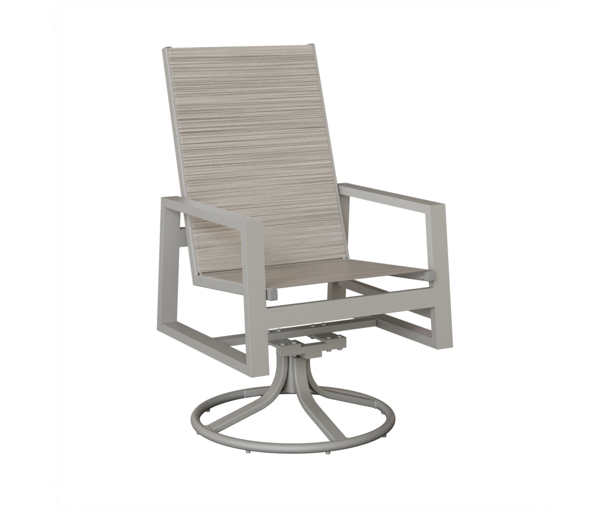 Vida High Back Padded Sling Swivel Rocker Dining Chair