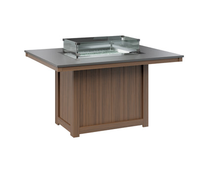 Donoma 42" x 54" Rectangular Fire Table Dining Hammered Top