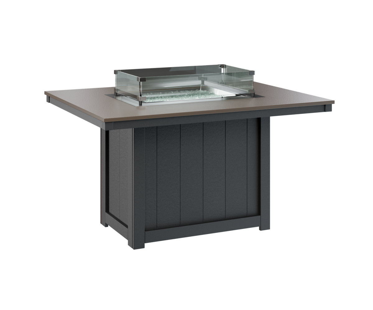 Donoma 42" x 54" Rectangular Fire Table Dining Hammered Top