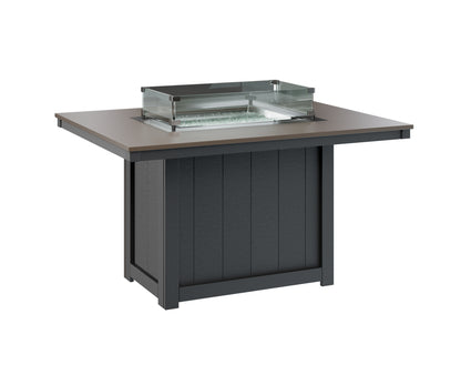 Donoma 42" x 54" Rectangular Fire Table Dining Hammered Top