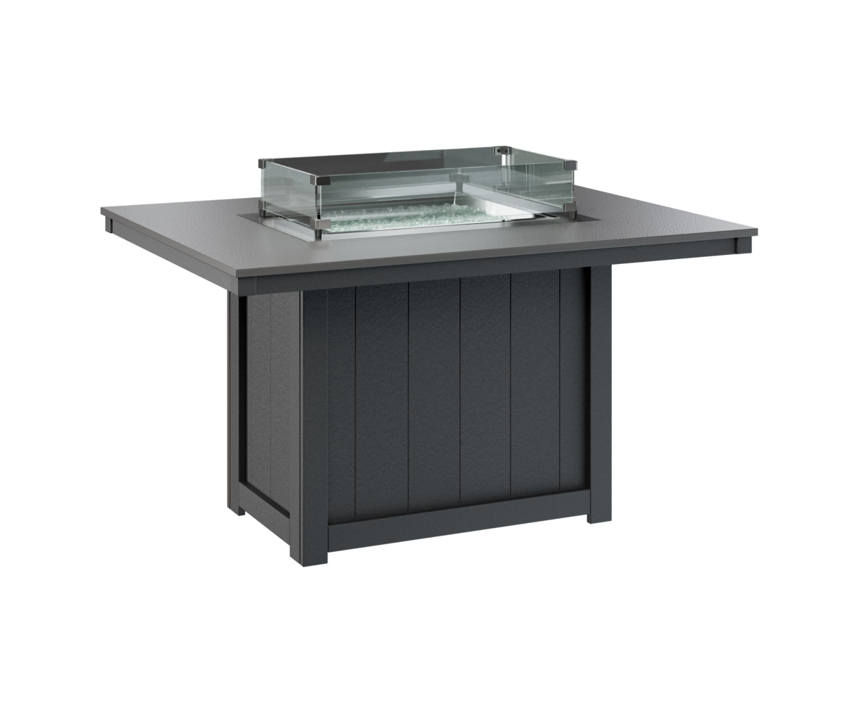 Donoma 42" x 54" Rectangular Fire Table Dining Hammered Top