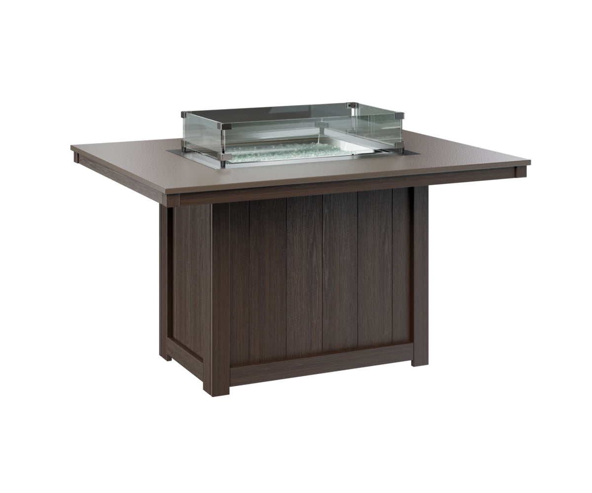 Donoma 42" x 54" Rectangular Fire Table Dining Hammered Top