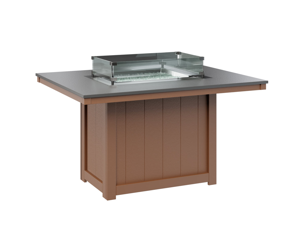 Donoma 42" x 54" Rectangular Fire Table Dining Hammered Top