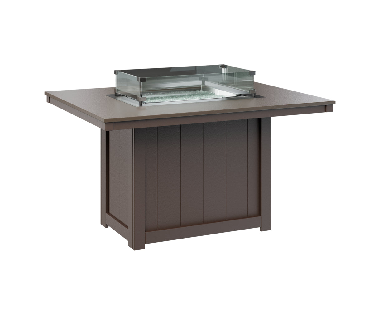 Donoma 42" x 54" Rectangular Fire Table Dining Hammered Top