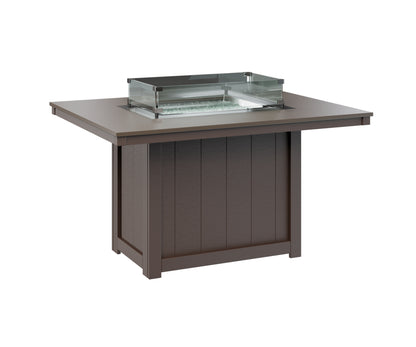 Donoma 42" x 54" Rectangular Fire Table Dining Hammered Top