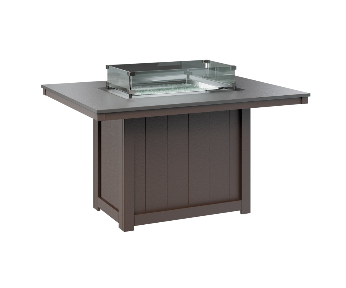 Donoma 42" x 54" Rectangular Fire Table Dining Hammered Top