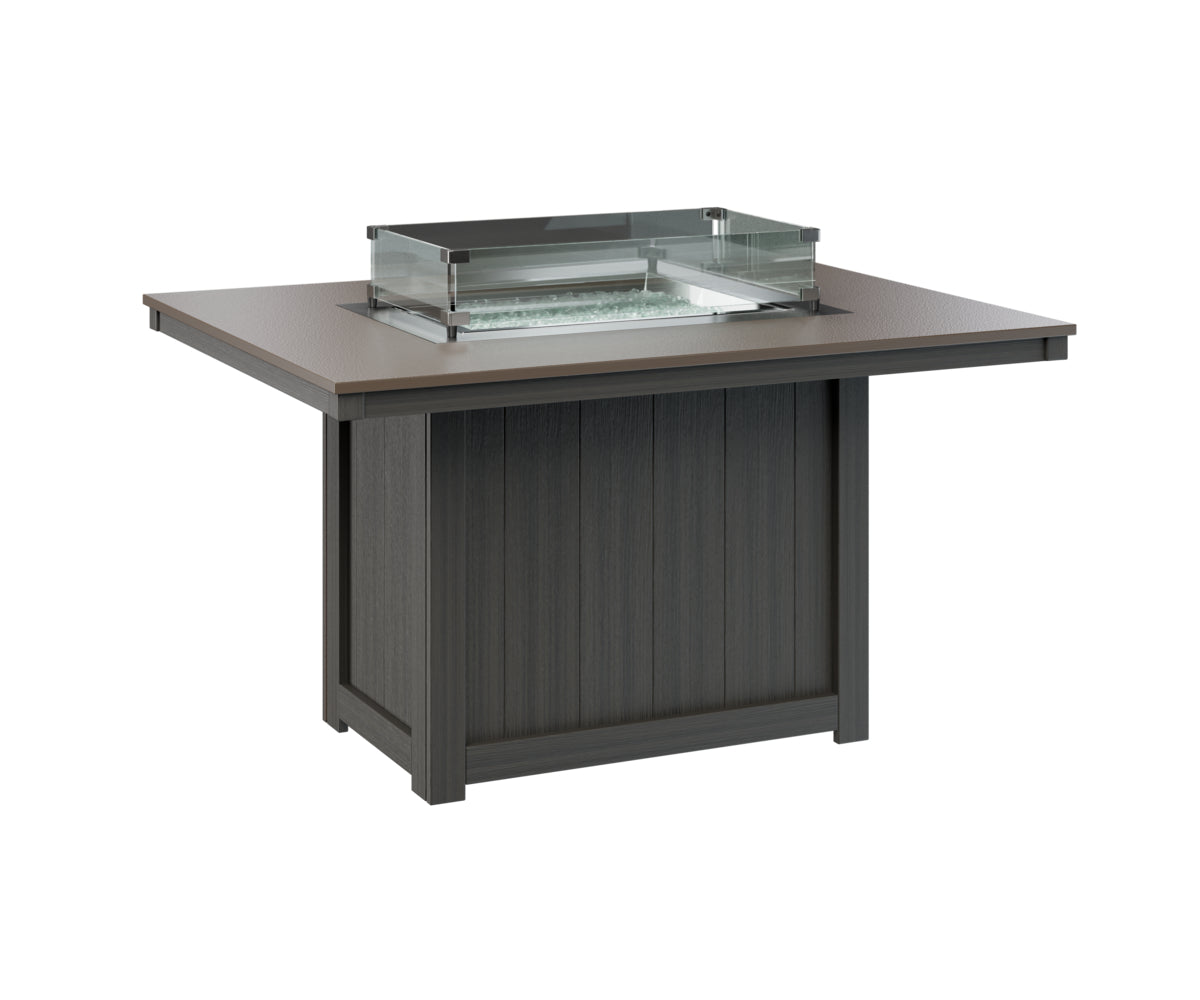 Donoma 42" x 54" Rectangular Fire Table Dining Hammered Top