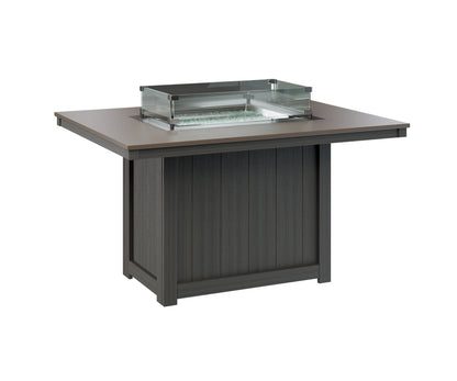 Donoma 42" x 54" Rectangular Fire Table Dining Hammered Top