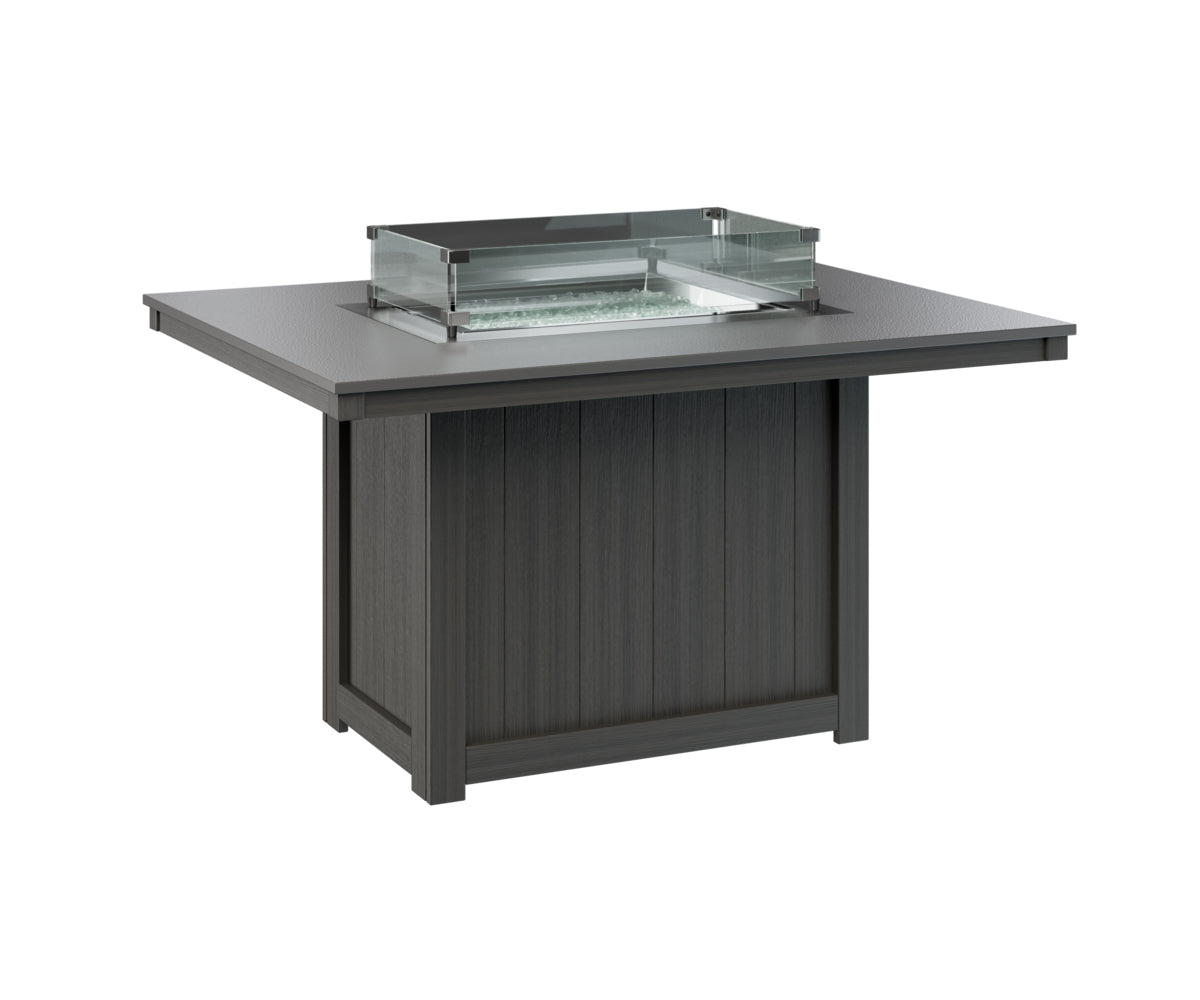 Donoma 42" x 54" Rectangular Fire Table Dining Hammered Top