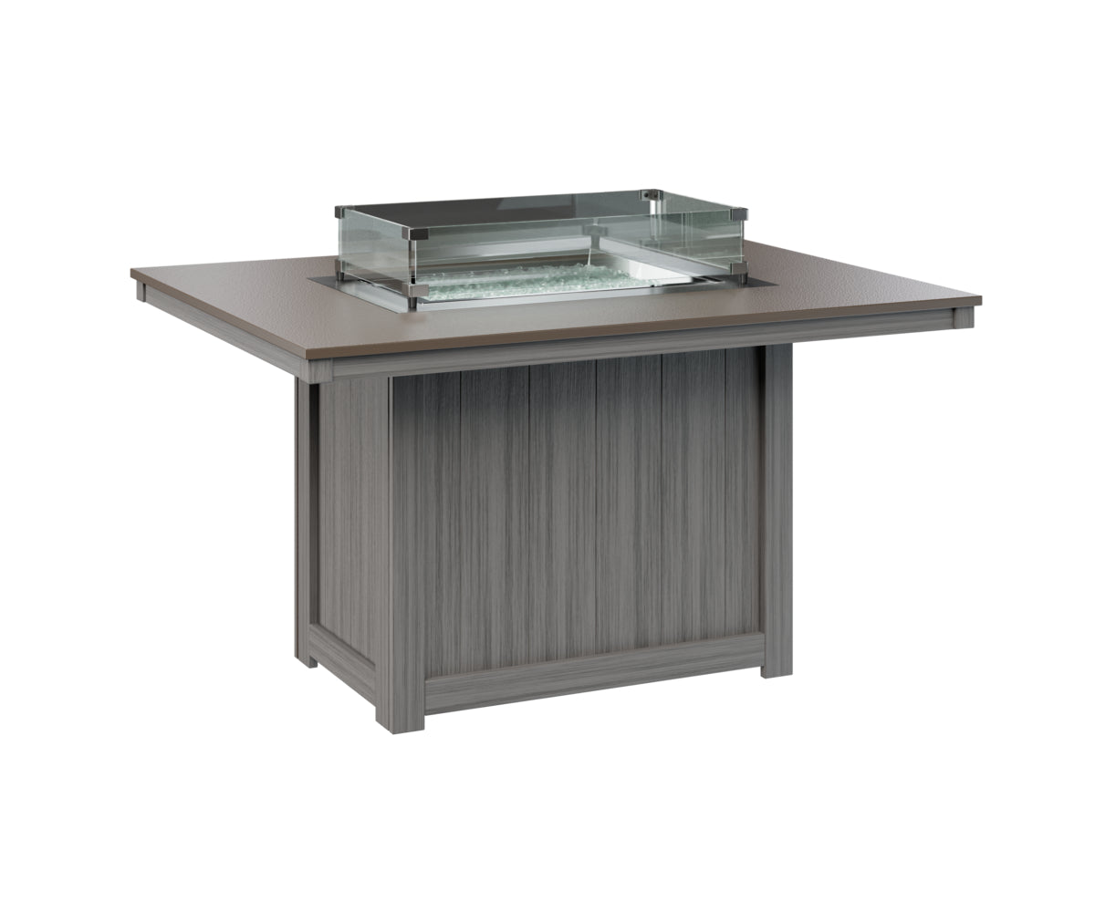 Donoma 42" x 54" Rectangular Fire Table Dining Hammered Top