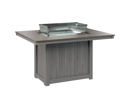Donoma 42" x 54" Rectangular Fire Table Dining Hammered Top