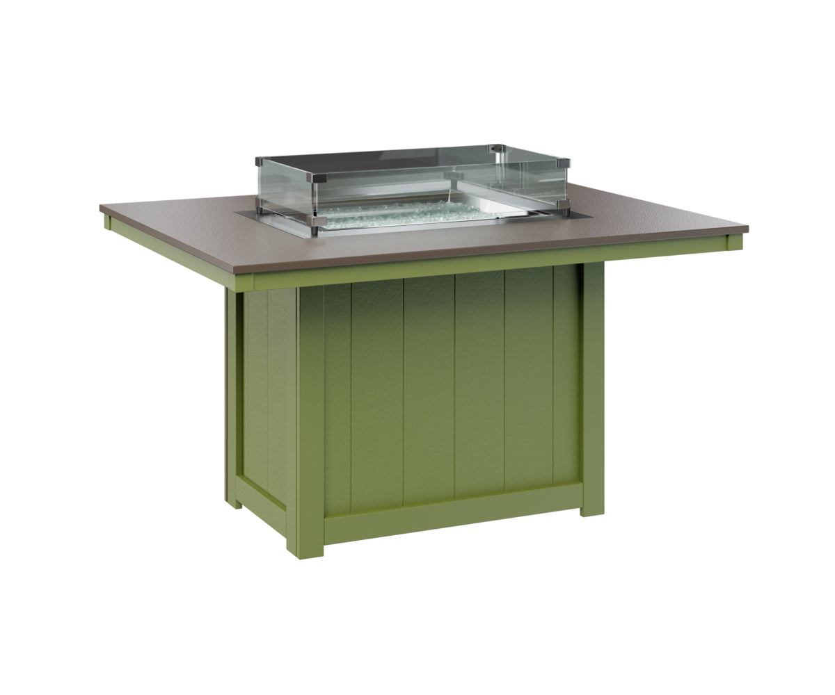 Donoma 42" x 54" Rectangular Fire Table Dining Hammered Top