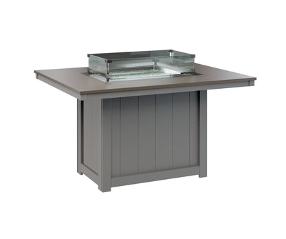 Donoma 42" x 54" Rectangular Fire Table Dining Hammered Top