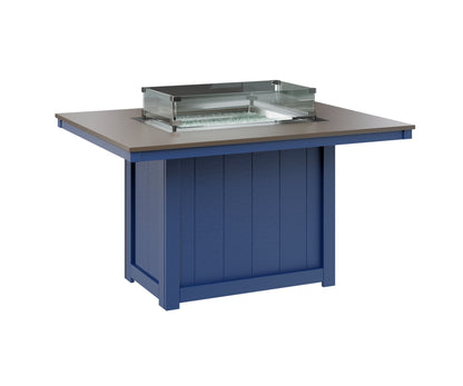 Donoma 42" x 54" Rectangular Fire Table Dining Hammered Top