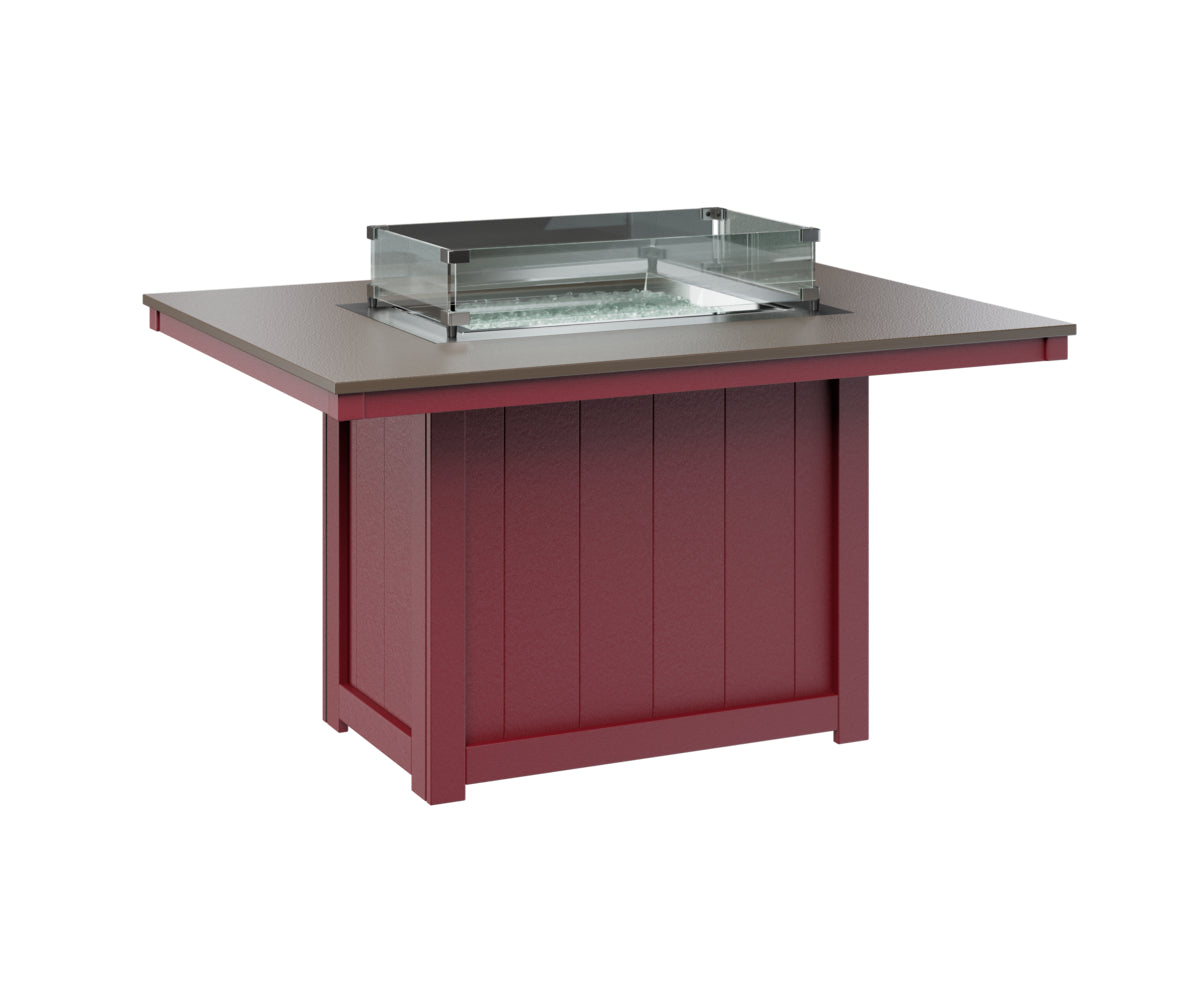 Donoma 42" x 54" Rectangular Fire Table Dining Hammered Top