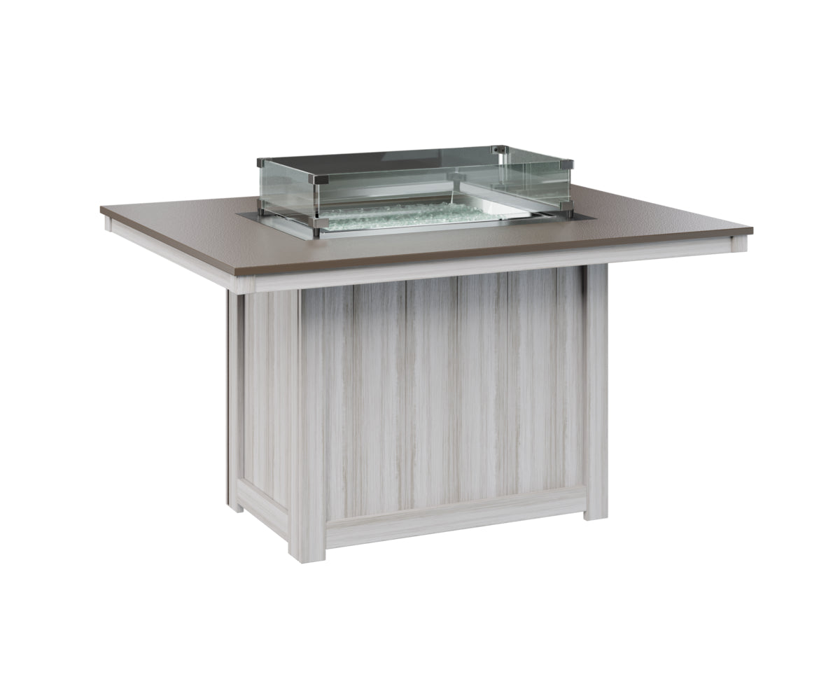 Donoma 42" x 54" Rectangular Fire Table Dining Hammered Top