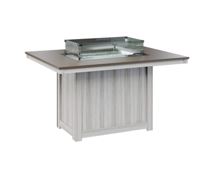 Donoma 42" x 54" Rectangular Fire Table Dining Hammered Top