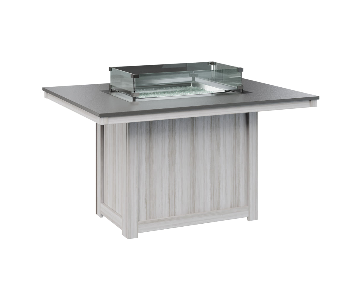 Donoma 42" x 54" Rectangular Fire Table Dining Hammered Top