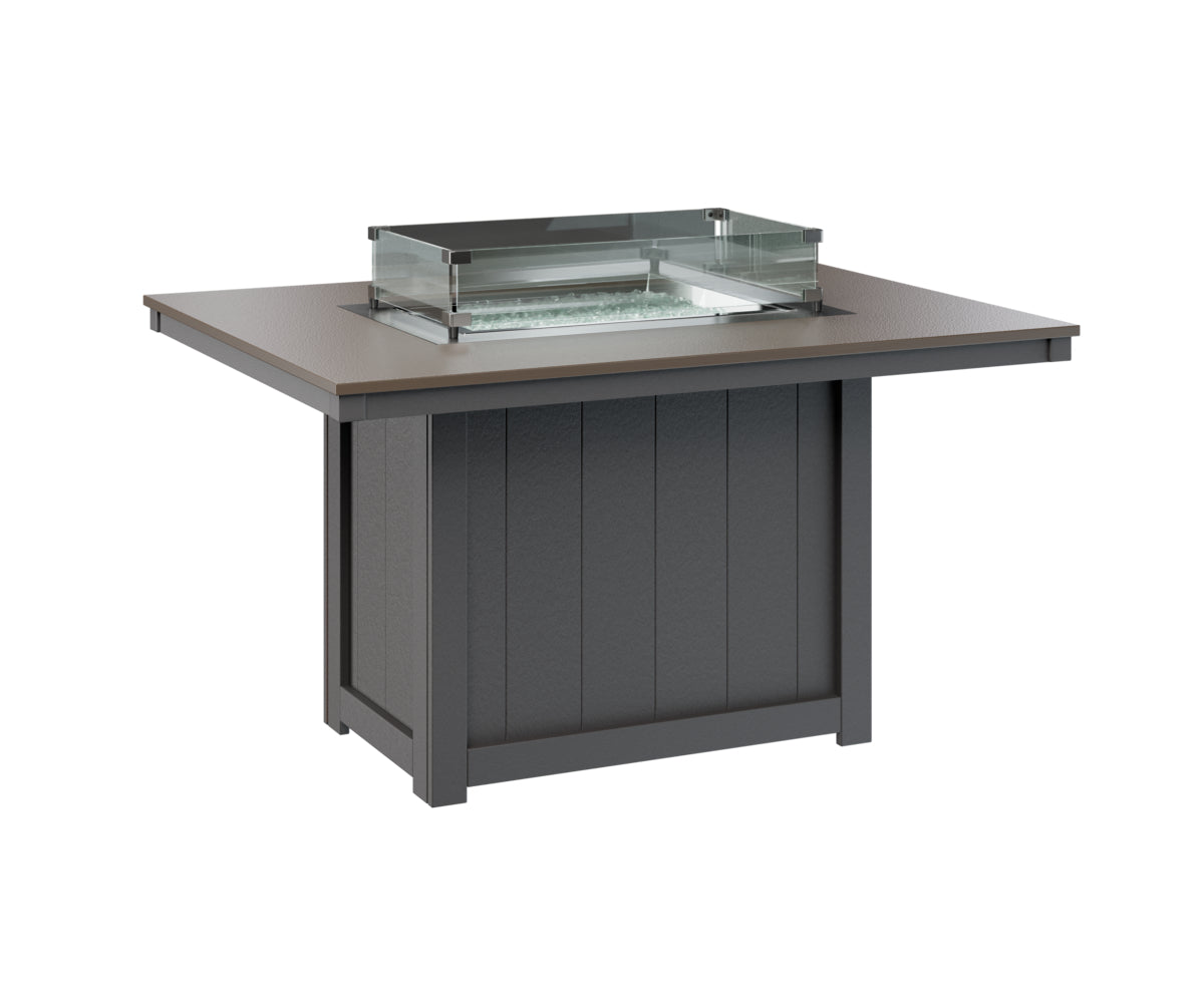 Donoma 42" x 54" Rectangular Fire Table Dining Hammered Top