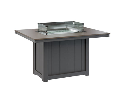 Donoma 42" x 54" Rectangular Fire Table Dining Hammered Top