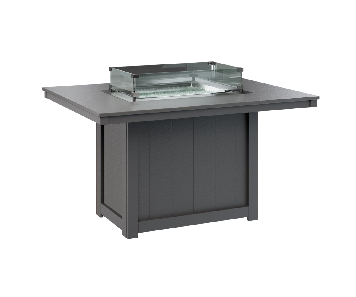 Donoma 42" x 54" Rectangular Fire Table Dining Hammered Top