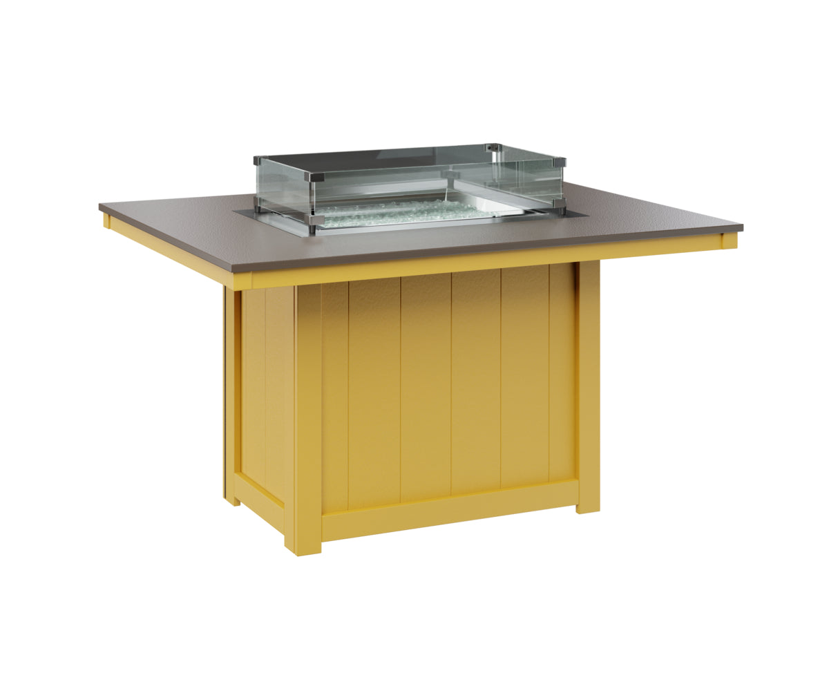 Donoma 42" x 54" Rectangular Fire Table Dining Hammered Top