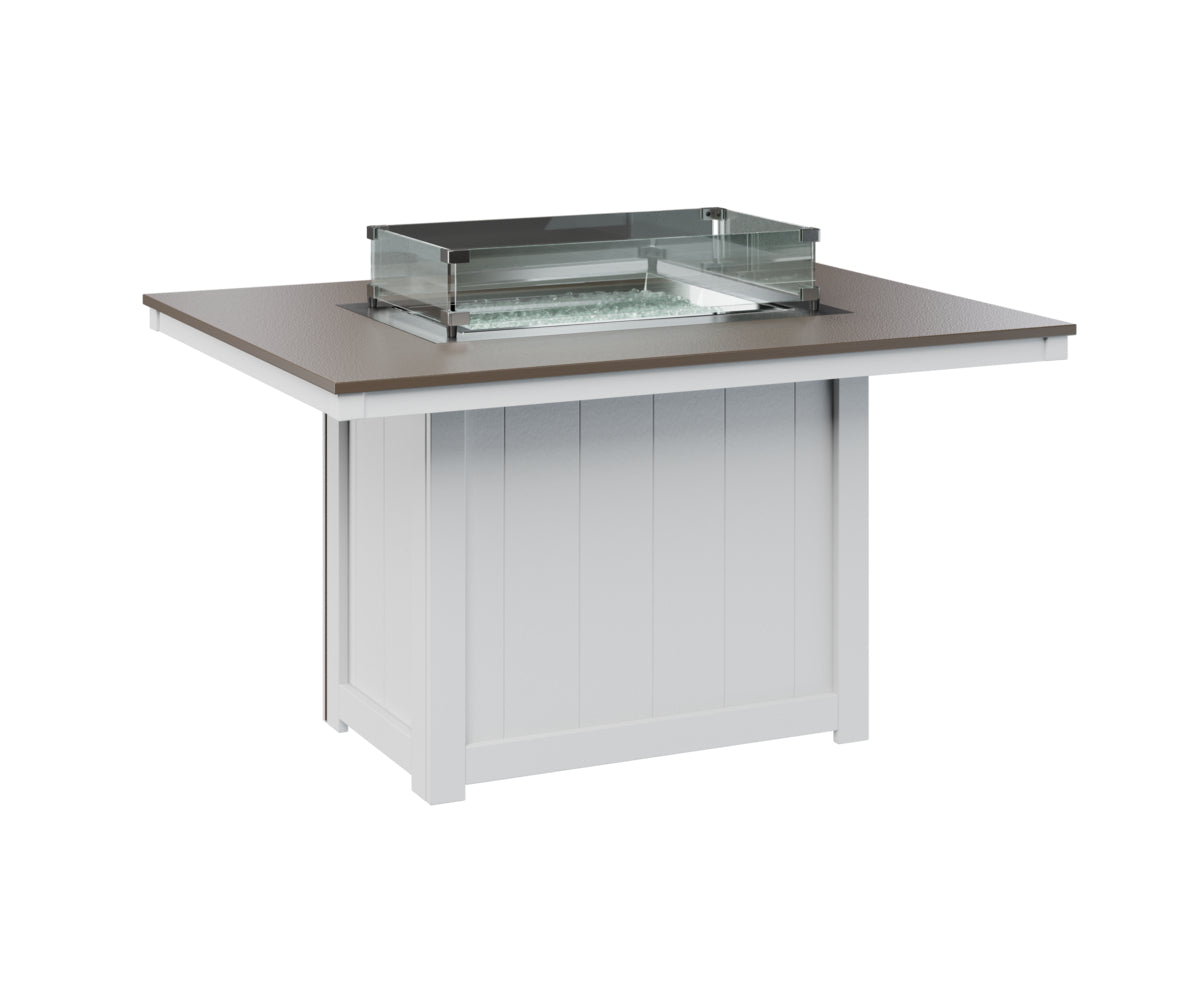 Donoma 42" x 54" Rectangular Fire Table Dining Hammered Top