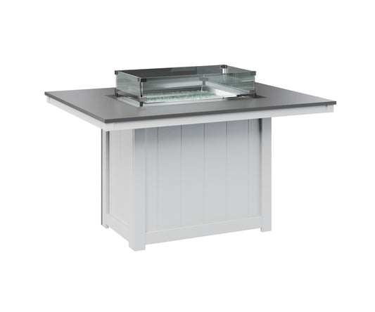 Donoma 42" x 54" Rectangular Fire Table Dining Hammered Top