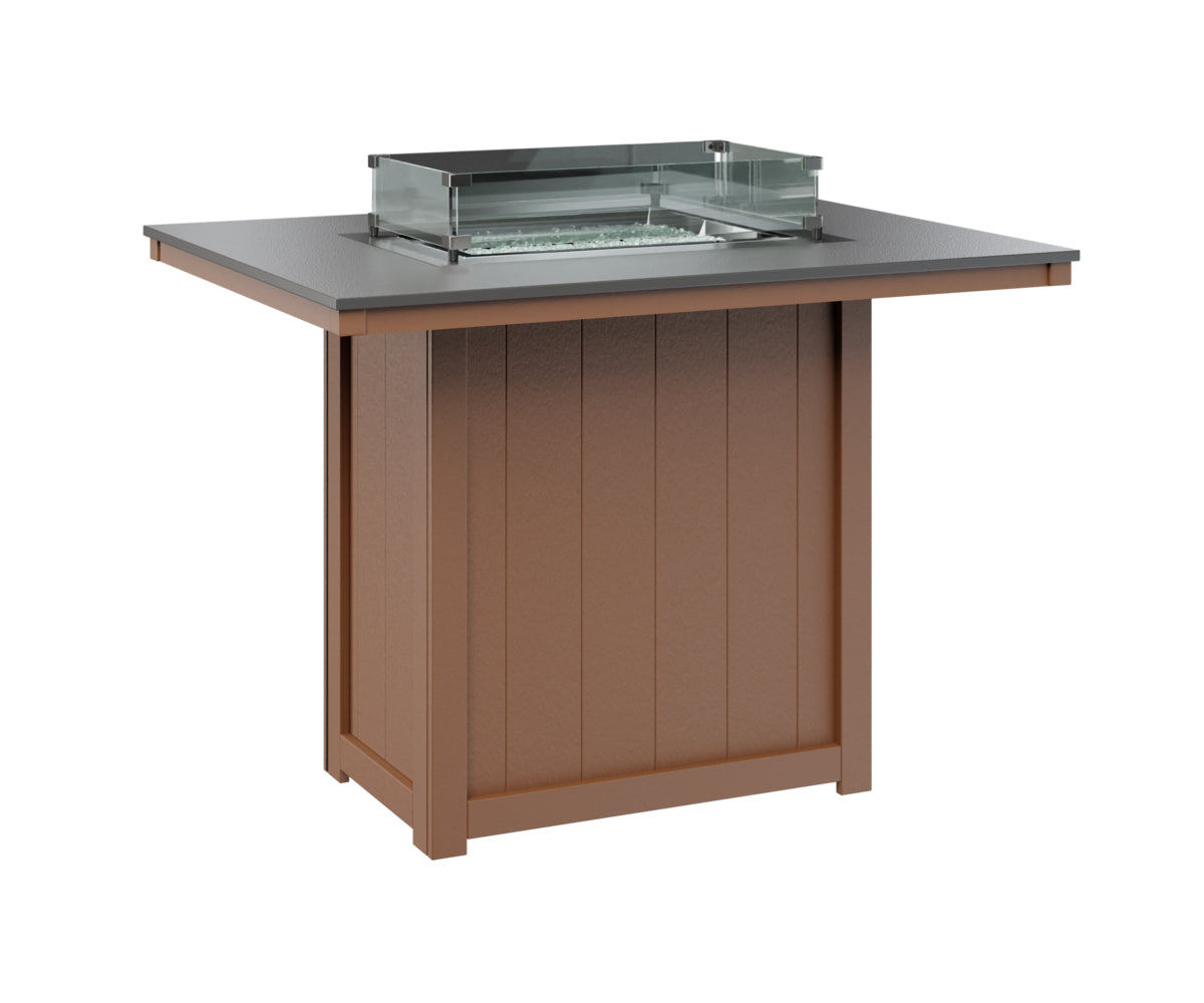 Donoma 42" x 54" Rectangular Fire Table Bar Hammered Top