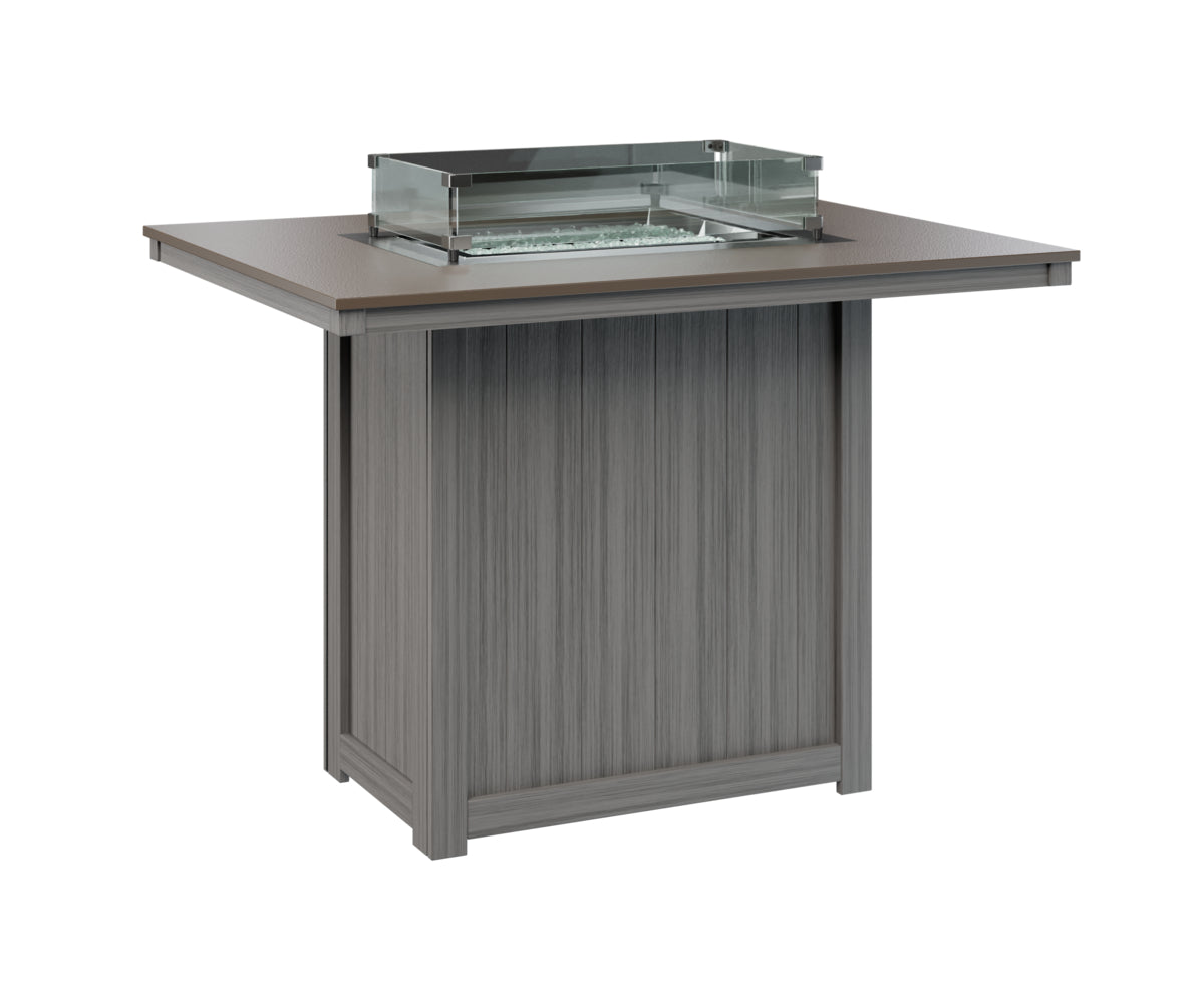 Donoma 42" x 54" Rectangular Fire Table Bar Hammered Top