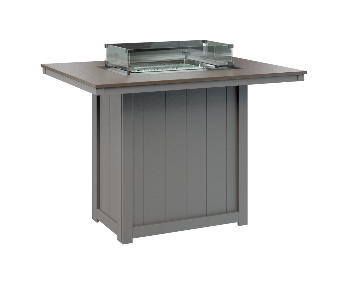 Donoma 42" x 54" Rectangular Fire Table Bar Hammered Top