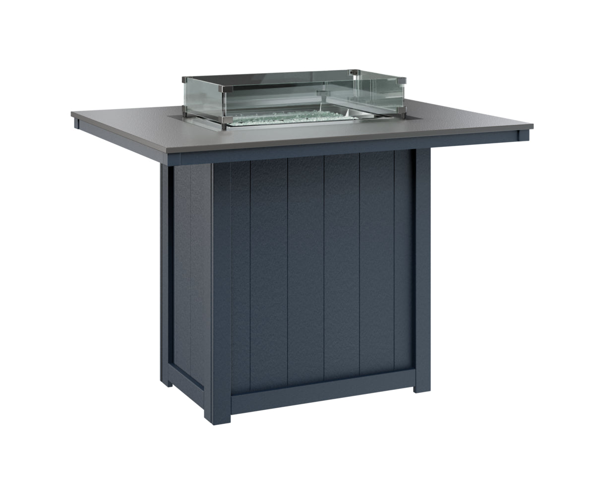 Donoma 42" x 54" Rectangular Fire Table Bar Hammered Top