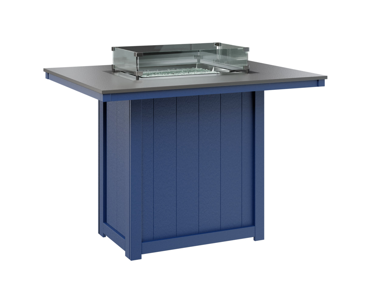 Donoma 42" x 54" Rectangular Fire Table Bar Hammered Top