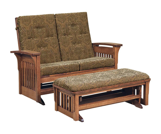 SFC Amish Bow Arm Slat Loveseat Glider