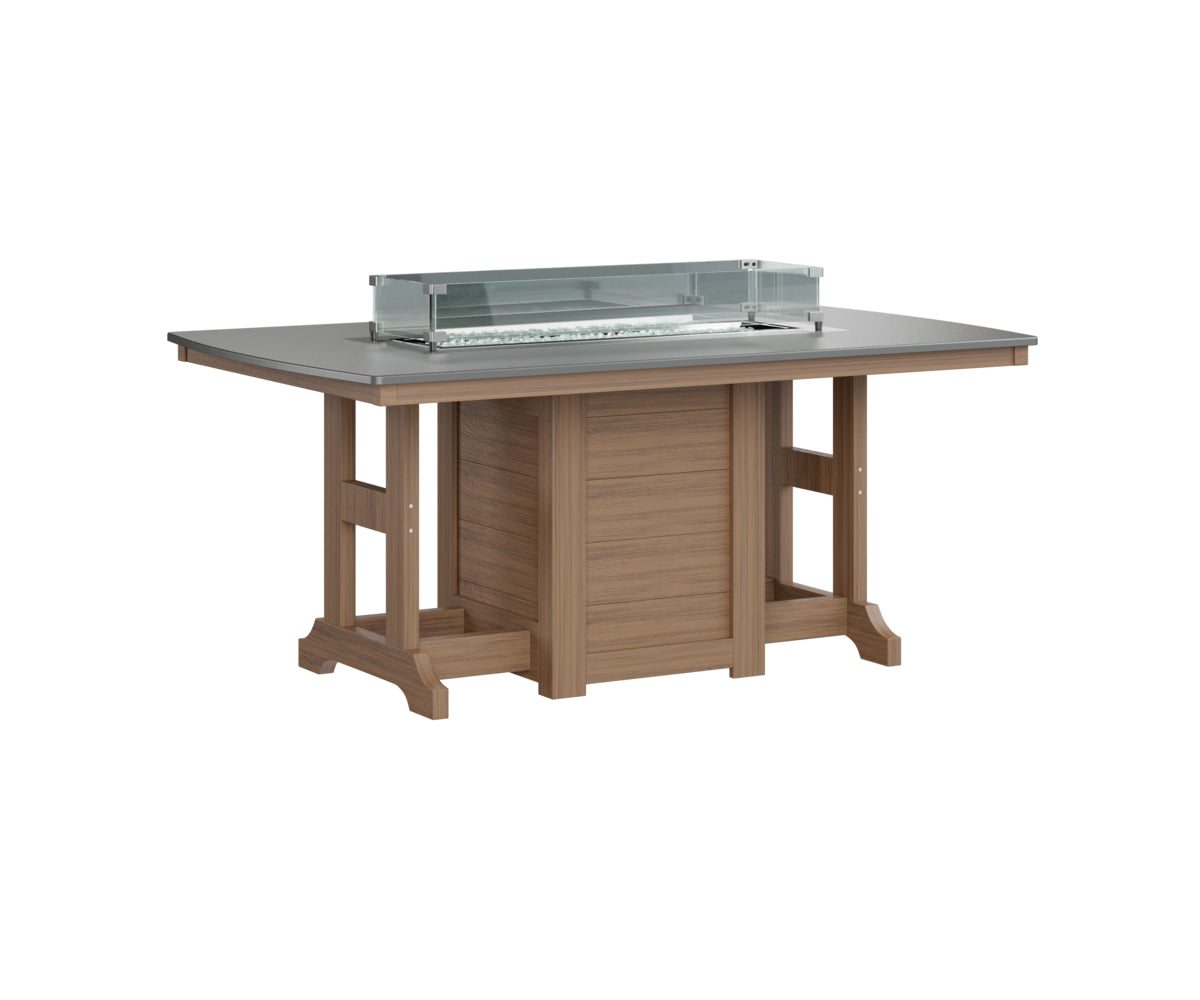Garden Classic 44" x 72" Rectangular Fire Table Dining Height Hammered Top