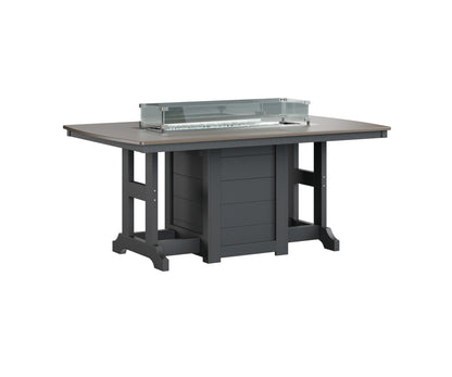 Garden Classic 44" x 72" Rectangular Fire Table Dining Height Hammered Top
