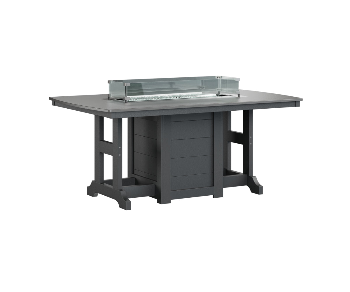 Garden Classic 44" x 72" Rectangular Fire Table Dining Height Hammered Top