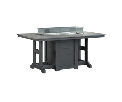 Garden Classic 44" x 72" Rectangular Fire Table Dining Height Hammered Top