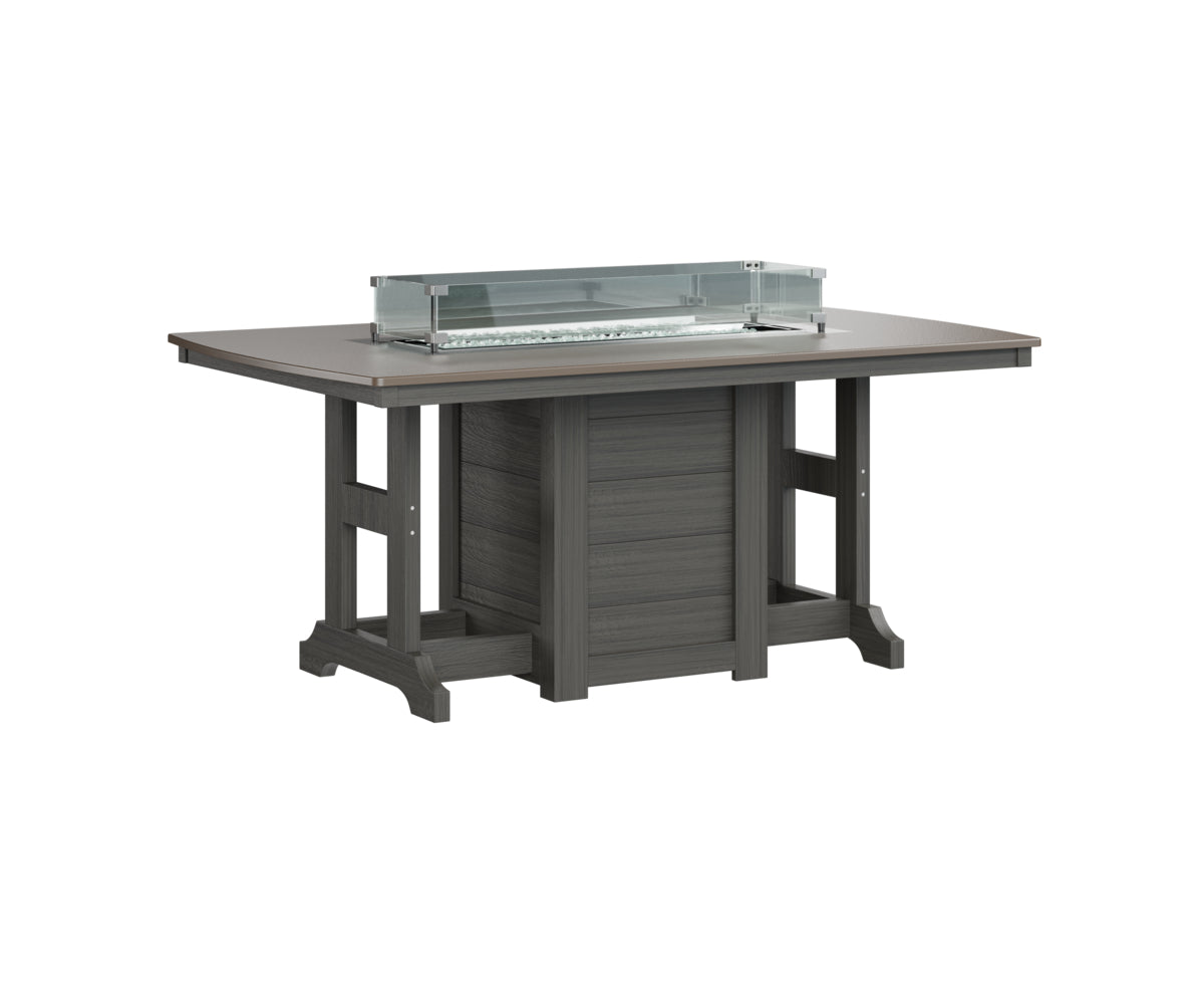 Garden Classic 44" x 72" Rectangular Fire Table Dining Height Hammered Top