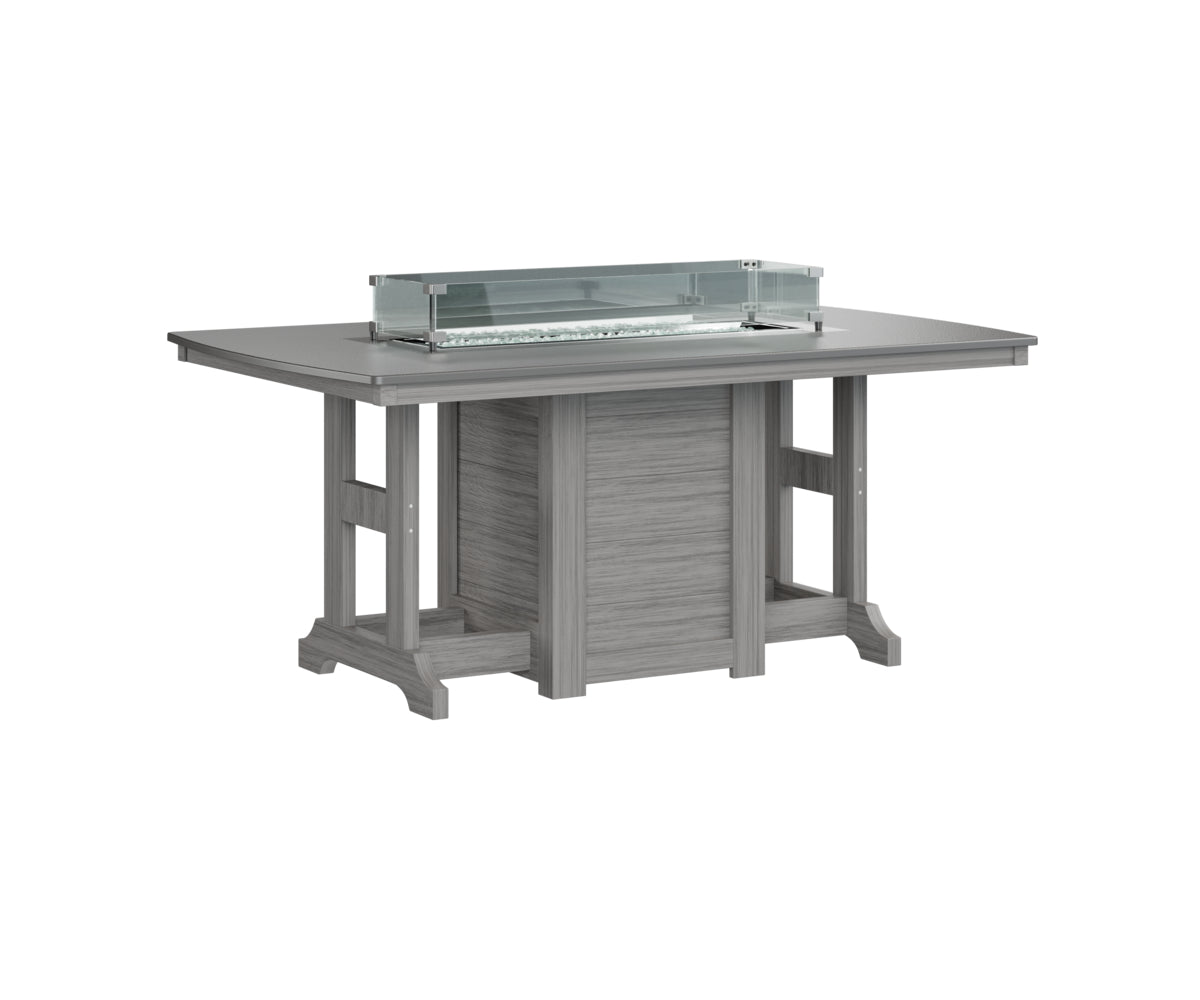 Garden Classic 44" x 72" Rectangular Fire Table Dining Height Hammered Top