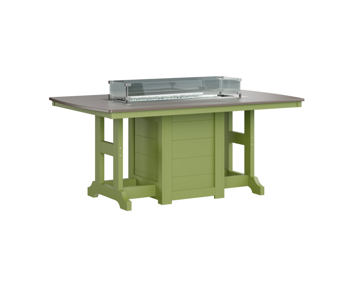 Garden Classic 44" x 72" Rectangular Fire Table Dining Height Hammered Top