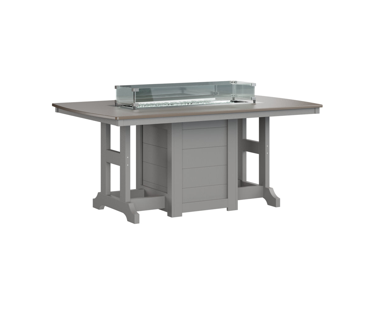 Garden Classic 44" x 72" Rectangular Fire Table Dining Height Hammered Top