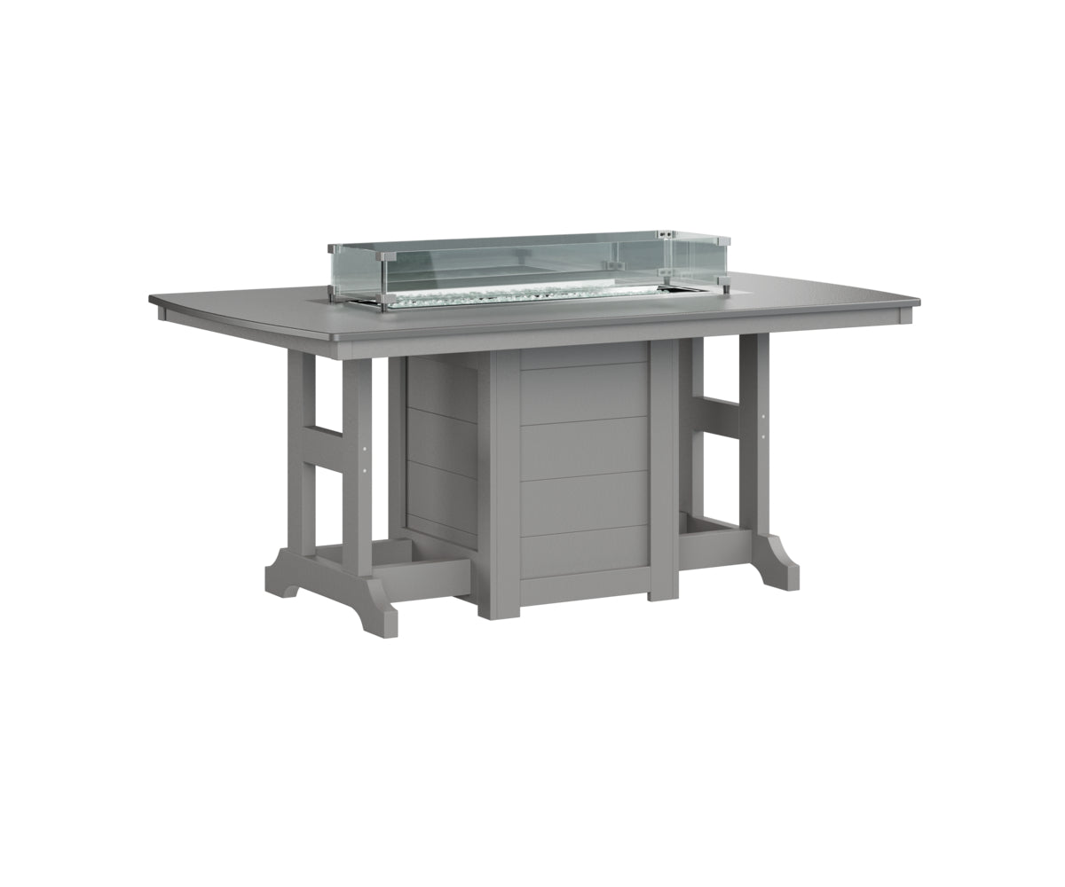 Garden Classic 44" x 72" Rectangular Fire Table Dining Height Hammered Top