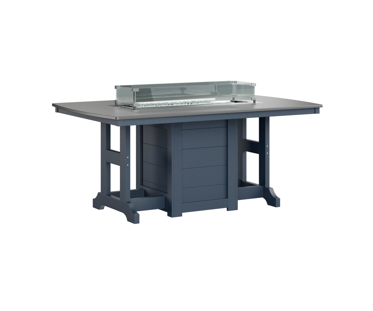 Garden Classic 44" x 72" Rectangular Fire Table Dining Height Hammered Top