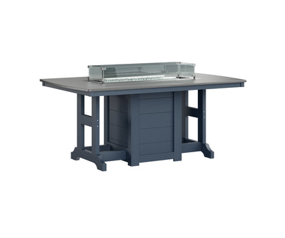 Garden Classic 44" x 72" Rectangular Fire Table Dining Height Hammered Top