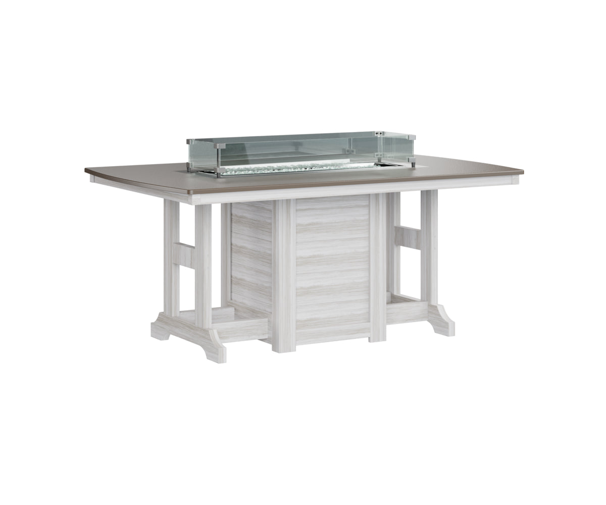 Garden Classic 44" x 72" Rectangular Fire Table Dining Height Hammered Top