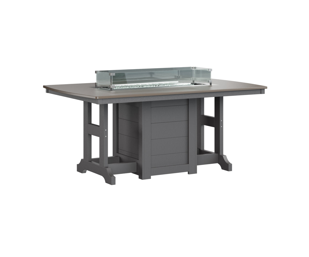 Garden Classic 44" x 72" Rectangular Fire Table Dining Height Hammered Top
