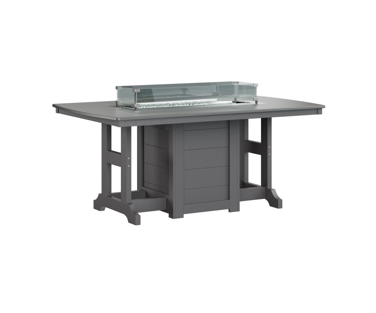 Garden Classic 44" x 72" Rectangular Fire Table Dining Height Hammered Top