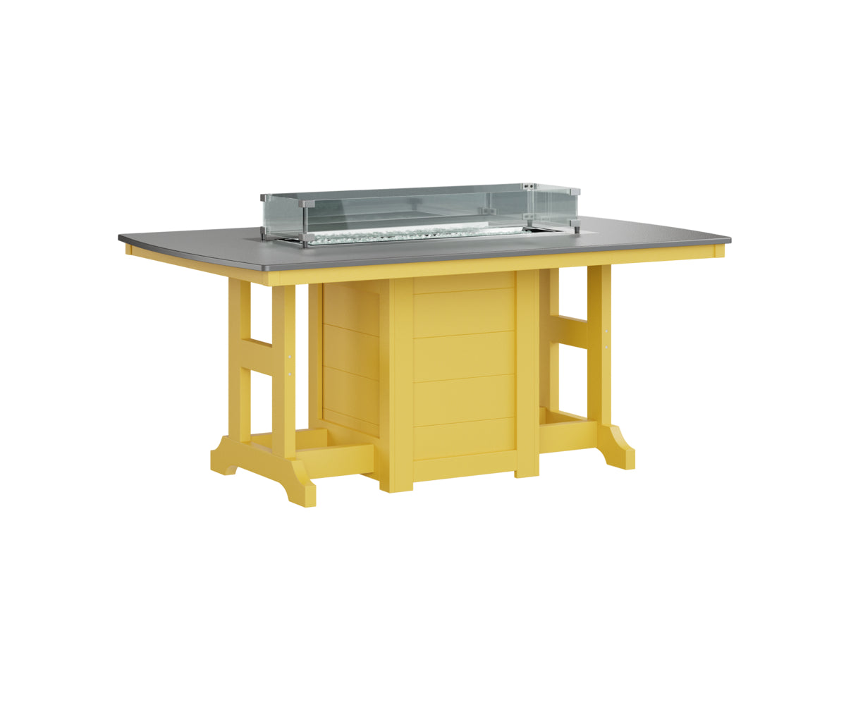 Garden Classic 44" x 72" Rectangular Fire Table Dining Height Hammered Top